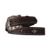 Women's Brown Tooling With Sliver Diamond Stud Belt