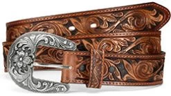 Men's Tan De Leon Floral Belt