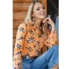Cruel Girl Women's Orange Horse Print Long Sleeve Shirt -Western Cowboy Equipment Store CTW7383003
