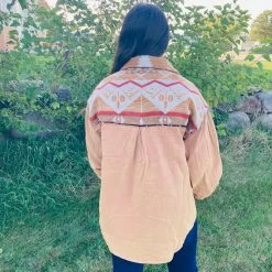 Burnt Sienna Aztec Shacket 7 Burnt Sienna Aztec Shacket -Western Cowboy Equipment Store FWT361b