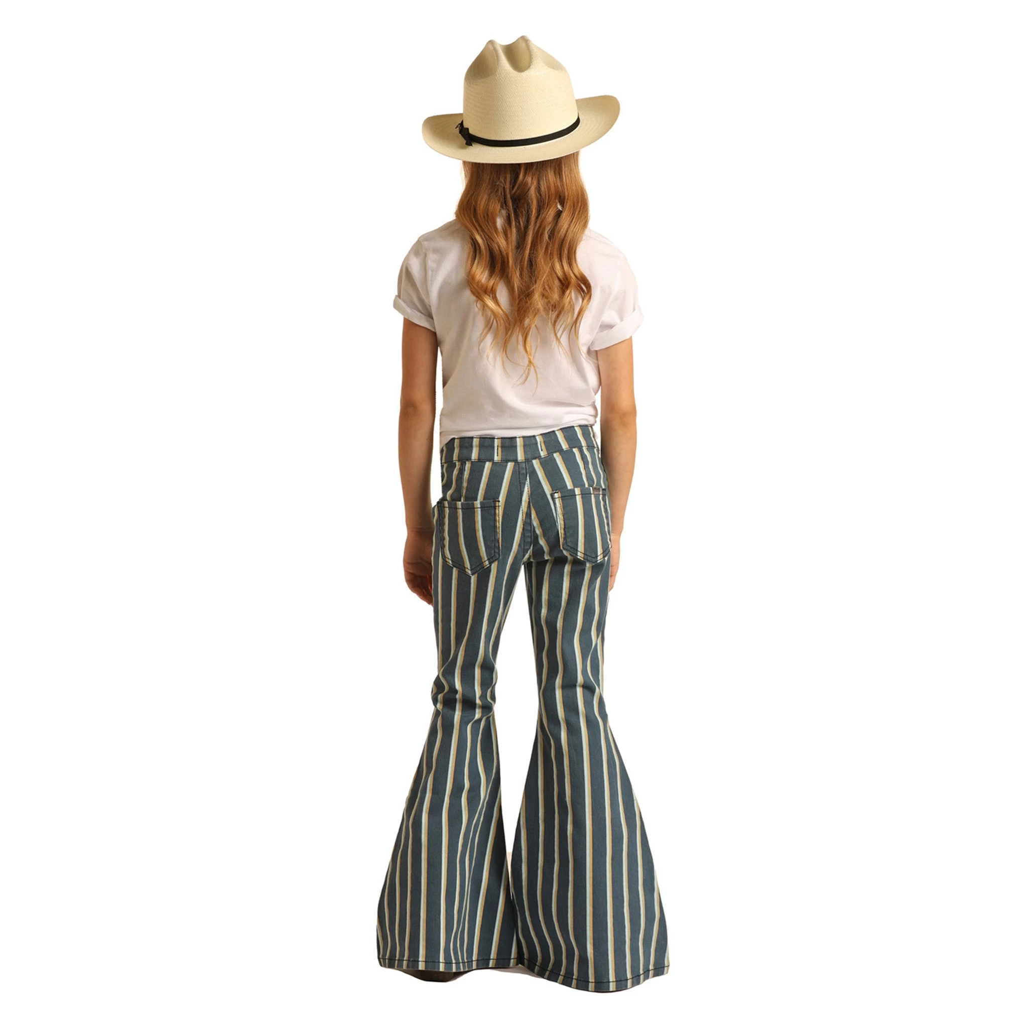 Girl's Rock & Roll Navy Stripped Bell Bottom Jeans 4 Girl's Rock & Roll Navy Stripped Bell Bottom Jeans - Image 2
