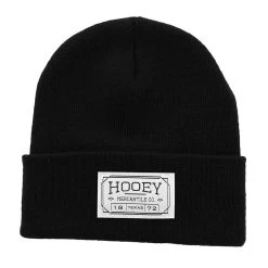 Hooey Rib-Knit Black Beanie W/ Mercantile Patch