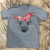Rebel Rose Youth Grey Graphic Tee - Pig Head With Red Bandana -Western Cowboy Equipment Store IMG 5096