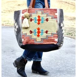 Grey Aztec Boho Tote