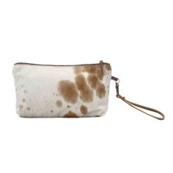 Tan And White Hide Clutch