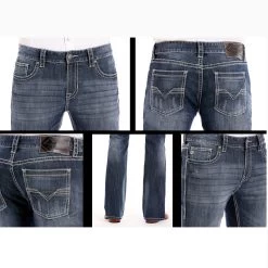 Rock & Roll Men's Dark Wash Regular Fit Straight Leg Jean -Western Cowboy Equipment Store M1P3473 A