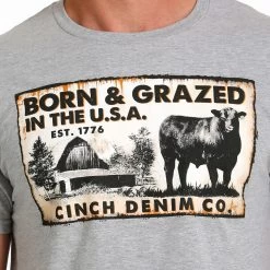 Cinch Men's Grey Born & Grazed Tee -Western Cowboy Equipment Store MTT1690578 3