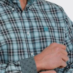 Cinch Men's Plaid Button-Down Western Shirt -Western Cowboy Equipment Store MTW1105363 4
