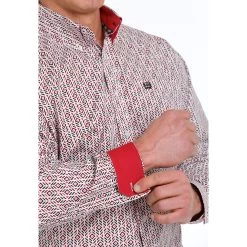 Cinch Red/White/Black L/S Print Shirt -Western Cowboy Equipment Store MTW1105525 4