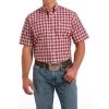 Cinch Red/Black Plaid Short Sleeve Shirt -Western Cowboy Equipment Store MTW1111433