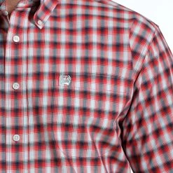 Cinch Red/Black Plaid Short Sleeve Shirt 7 Cinch Red/Black Plaid Short Sleeve Shirt -Western Cowboy Equipment Store MTW1111433 3