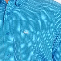 Cinch Men's Light Blue Print Arena Flex Shirt -Western Cowboy Equipment Store MTW1862020 3