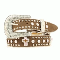 Girl's Brown Pink Cross Concho Belt