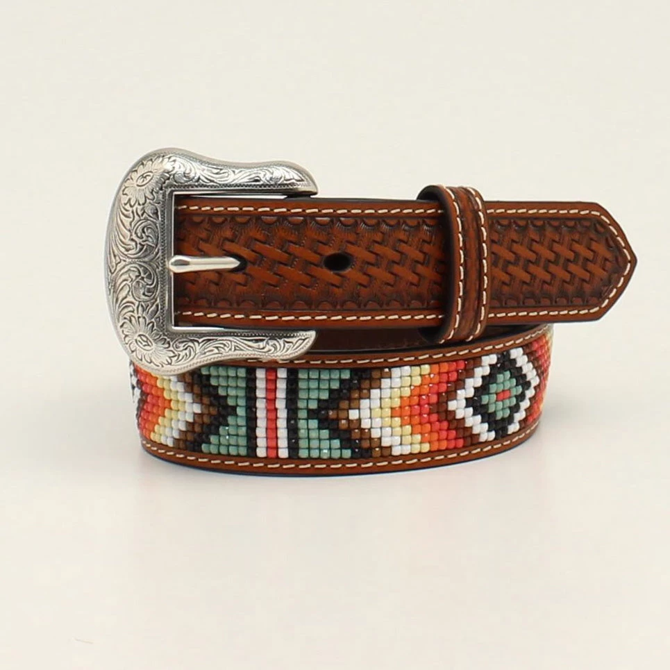Nocona Youth Brown Basket Weave Beaded Belt 3 Nocona Youth Brown Basket Weave Beaded Belt