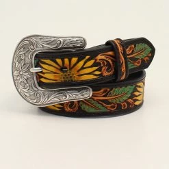 Nocona Girl's Sunflower Tooled Belt -