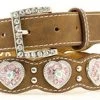 Nocona Kid's Scallop Brown Belt With Pink Hearts -Western Cowboy Equipment Store Nocona Girls Fashion Heart Belt prod 64080 l N4427044