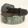 Nocona Turquoise Croc Print With Concho's Belt