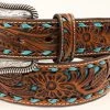 Nocona Men's Floral Pierced Turquoise Underlay Belt -Western Cowboy Equipment Store Nocona Pierced Tooled Belt prod 61726 l N2415433