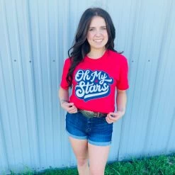 Oh My Stars Red Tee -Western Cowboy Equipment Store OMYSTARS