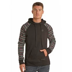 Rock & Roll Long Sleeve Hoodie With Contrasting Sleeves