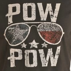 Rock & Roll P.O.W. Black Crew Neck Tee With Vintage Graphic By Dale Brisby -Western Cowboy Equipment Store P9 3362 2
