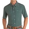 Rock & Roll Men's Turquoise Geo Print Short Sleeve -Western Cowboy Equipment Store PPMS1DR0X6