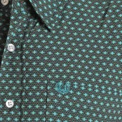 Rock & Roll Men's Turquoise Geo Print Short Sleeve -Western Cowboy Equipment Store PPMS1DR0X6 A