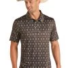Rock & Roll Men's Short Sleeve Polo -Western Cowboy Equipment Store PPMT51RZ73