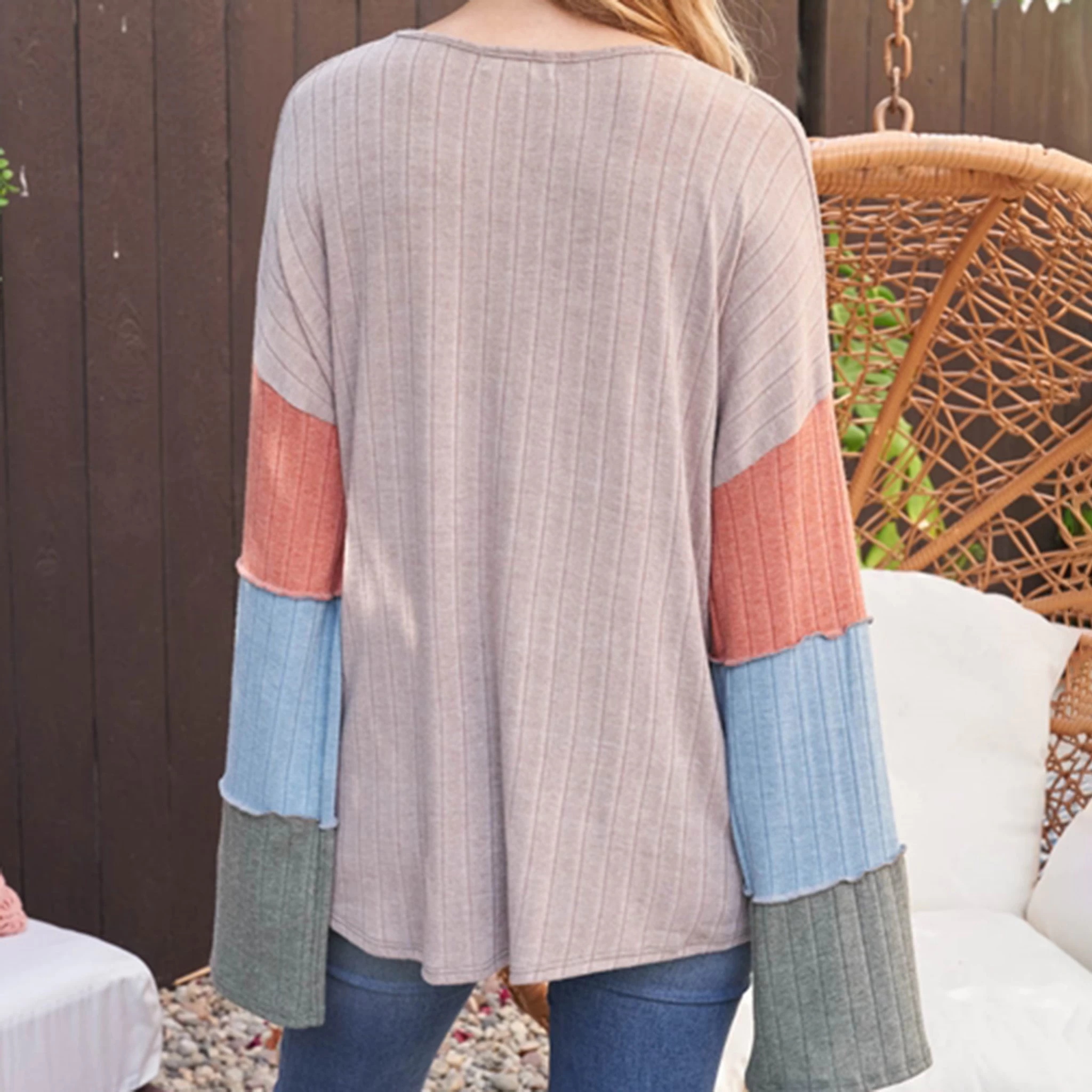 Women's Color Block Long Sleeve Shirt 4 Women's Color Block Long Sleeve Shirt - Image 2