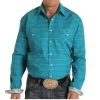 Turquoise Tone Horizontal Striped Shirt -Western Cowboy Equipment Store R0S8453