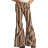 Rock & Roll Girls Multi-Strip Stretch Bell Jean-Tan/Blue -Western Cowboy Equipment Store RRGD7PRZQXZ 48901