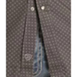 Rock & Roll Men's Charcoal Geo Print Long Sleeve -Western Cowboy Equipment Store RRMSOSR0R9 AT