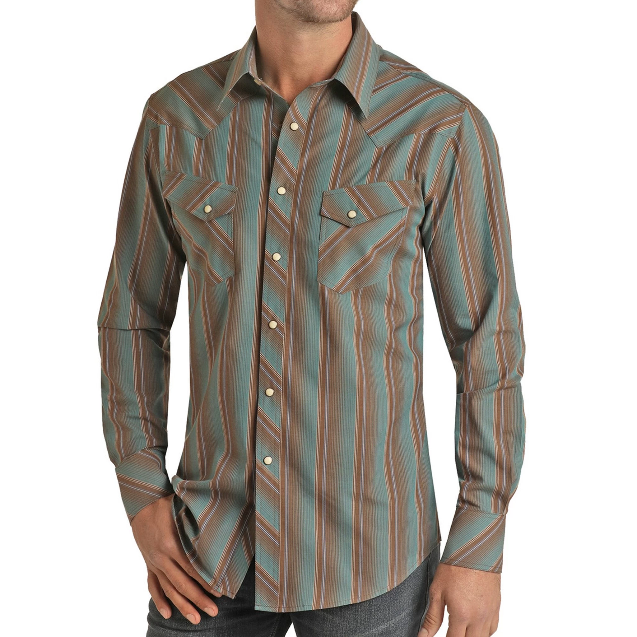 Rock & Roll Men's Chocolate And Teal Striped 3 Rock & Roll Men's Chocolate And Teal Striped