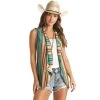 Rock & Roll Cowgirl Multi Striped Vest With Lace Up Detailing -Western Cowboy Equipment Store RRWT98RZN6