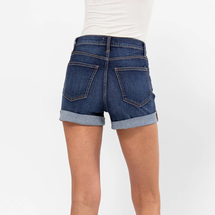 Sneak Peak High Rise Dark Denim Shorts 5 Sneak Peak High Rise Dark Denim Shorts - Image 3