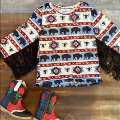 Shea Baby Buffalo Fringe Long Sleeve Shirt -Western Cowboy Equipment Store ST02