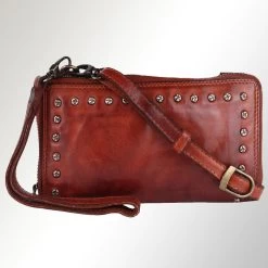 Spaghetti Western Brown Leather Studed Crossbody