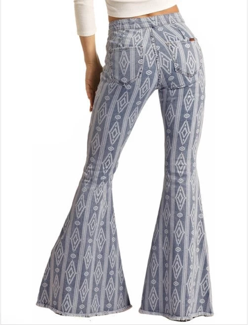 Rock & Roll Cowgirl Light Wash Aztec Jeans 4 Rock & Roll Cowgirl Light Wash Aztec Jeans - Image 2