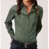 Solid Olive Green Long Sleeve Shirt -Western Cowboy Equipment Store Screenshot2022 10 31115411