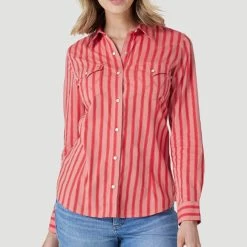 Wrangler Red And Pink Striped Shirt