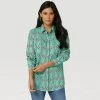 Wrangler Mint Aztec Print Striped Shirt -Western Cowboy Equipment Store Screenshot2023 02 28153139