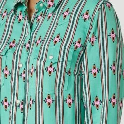 Wrangler Mint Aztec Print Striped Shirt -Western Cowboy Equipment Store Screenshot2023 02 28153743