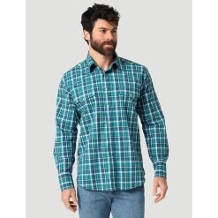 Wrangler Blue And Green Plaid Shirt