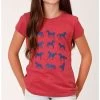 Roper Girls Red With Blue Horses Tee