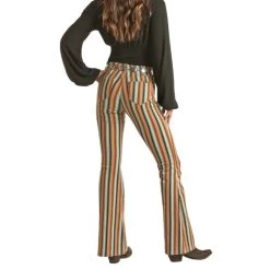 Rock & Roll Cowgirl Brown Stripe Flare Jeans -Western Cowboy Equipment Store Screenshot2023 06 09150419