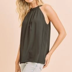 Black Halter Sleeveless Top -Western Cowboy Equipment Store VT10135 BLACKa