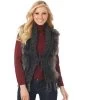 Women's Black Faux Fur/Knit Vest -Western Cowboy Equipment Store WEG01776