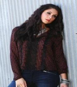 Cruel Girl Womens Peasant Black & Red Top