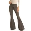 Rock & Roll Cowgirl Grey High Rise Bell Bottom Jeans -Western Cowboy Equipment Store WPB2669
