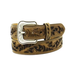 Ariat Men's Chocolate Floral Stamped Belt
